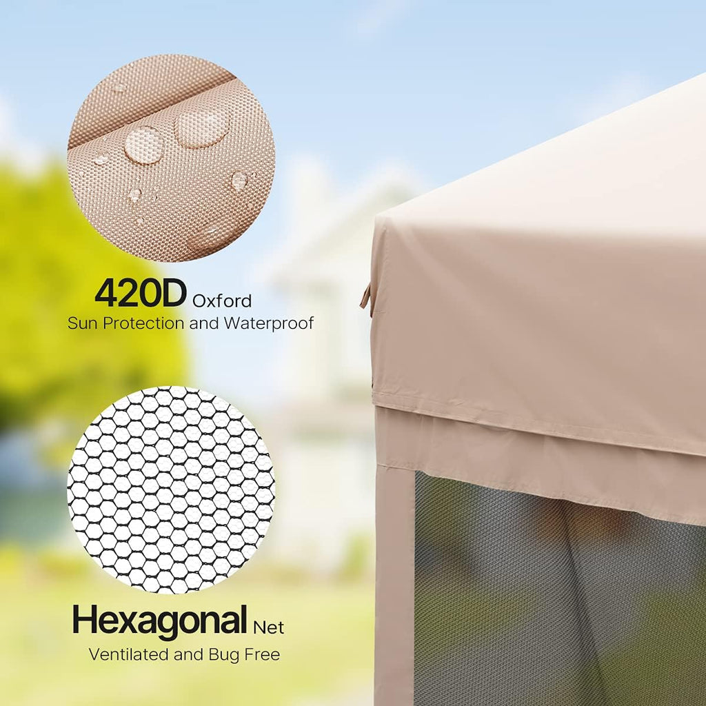 Quictent 13'x13' Pop up Screened Canopy Tent with Mosquito Netting, Portable Easy up Outdoor Screen House Shelter for Patio, Camping and Picnic, Includes Wheeled Carry Bag