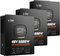 LiTime 15000W Solar Hybrid Inverter Charger (3 Pack), 48V DC to 120/240V Split Phase System, 3×5000W Pure Sine Wave Inverters, Built-in 3×100A MPPT Controllers for Whole House & Commercial Use