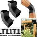 6'x6' L-Shaped Pergola Bracket,2-Way Woodwork Bracket for Indoor & Outdoor Wood Post Structures,DIY 90° Right Corner Brackets for Gazebos,Patios,Porchs,Log Cabins with Screws - 4Pack