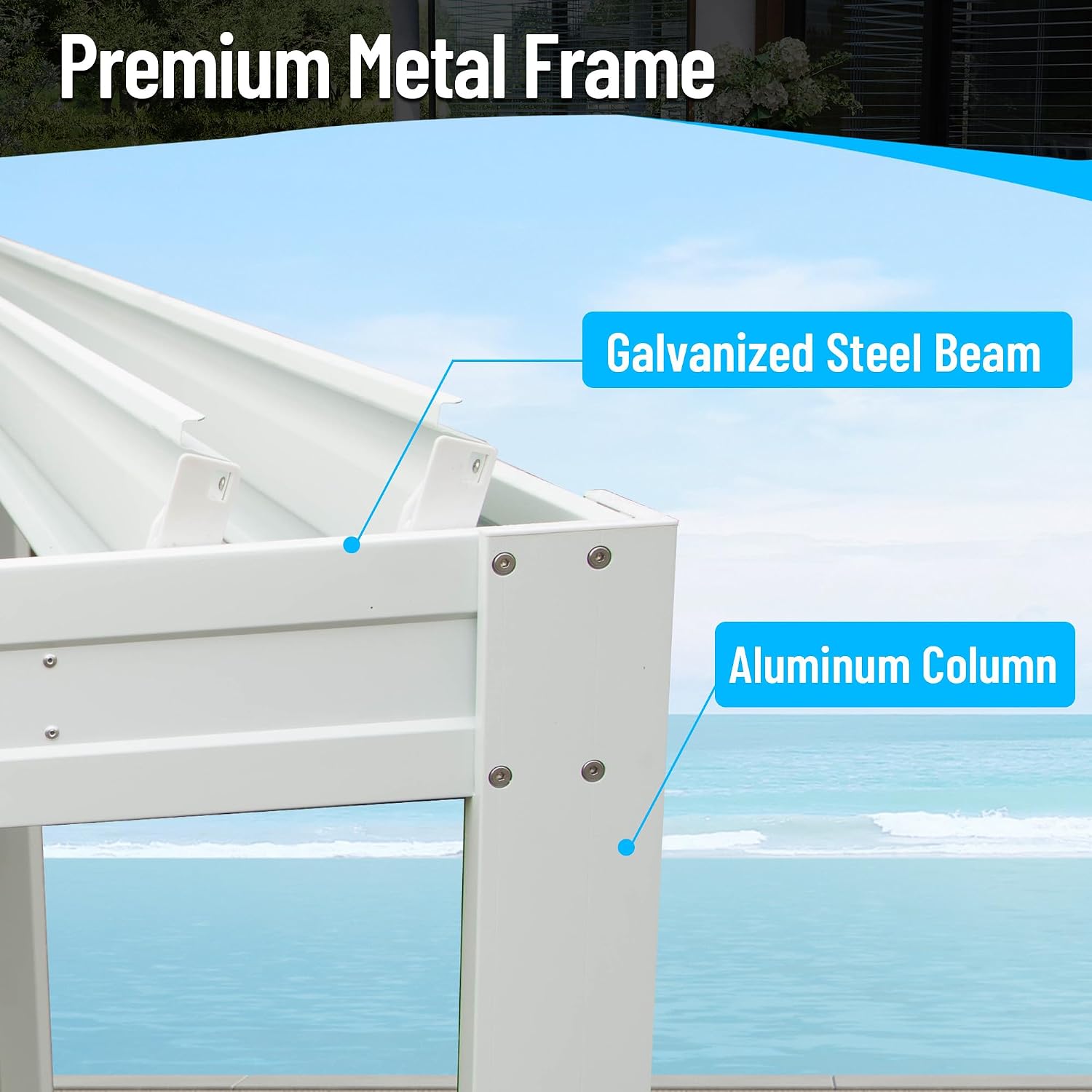 Domi Outdoor Pergola 10' x 10' Aluminum Louvered Pergola with Adjustable Roof, Aluminum Frame, Efficient Drainage System for Patio, Deck, Garden, White