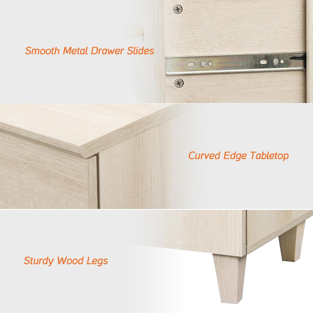 WAMPAT TV Stand Cabinets for 85+ Inches TVs, 2-in-1 Wood Media Console Table with 2 Doors and 6 Drawers, Modern Highboy Entertainment Center with Storage for Living Room Bedroom, Natural Oak