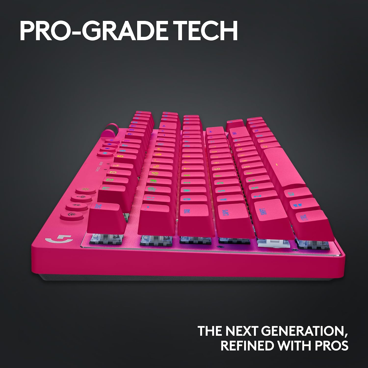 Logitech G PRO X TKL Lightspeed Wireless Gaming Keyboard, Ultra-Portable Tenkeyless Design, LIGHTSYNC RGB, PBT keycaps, Tactile Switches (GX Brown) - Magenta