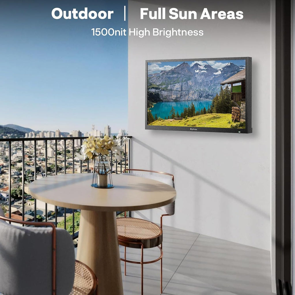 SYLVOX 32' Smart Outdoor TV,1080P Full Sun Outdoor Television with 1500 Nits High Brightness, IP55 Weatherproof TV for Outside, Google System WiFi Bluetooth Google Assistant Chromecast (Pool Se)