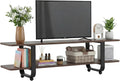 Welnow Walnut TV Stand for 65' TV, Mid Century Modern Entertainment Center with 2-Tier Open Shelves, Versatile Modern TV Console & Table for Living Room & Gaming