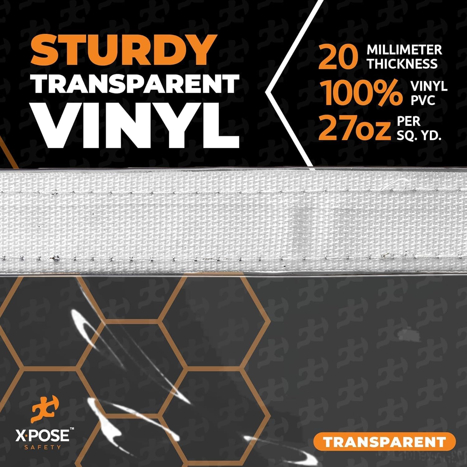8' x 12' Clear Vinyl Tarp - Super Heavy Duty 20 Mil Transparent Waterproof PVC Tarpaulin with Brass Grommets - for Patio Enclosure, Camping, Outdoor Tent Cover, Porch Canopy - by Xpose Safety