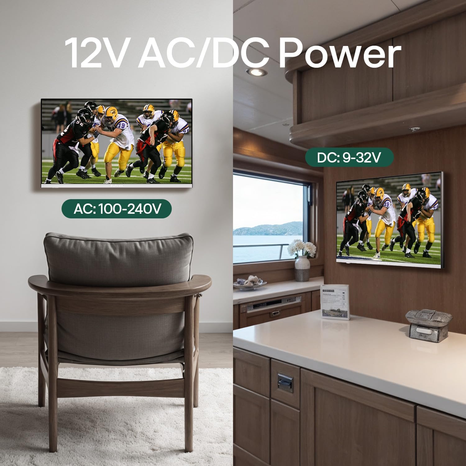 SYLVOX 12 Volt TV, 22' Smart RV TV w/DVD Player | 1080P Full HD, Wide Viewing Angle, ATSC Tuner, HDMI & USB, AC/DC Powered for RV, Boat, Yacht, Beach House, or Home