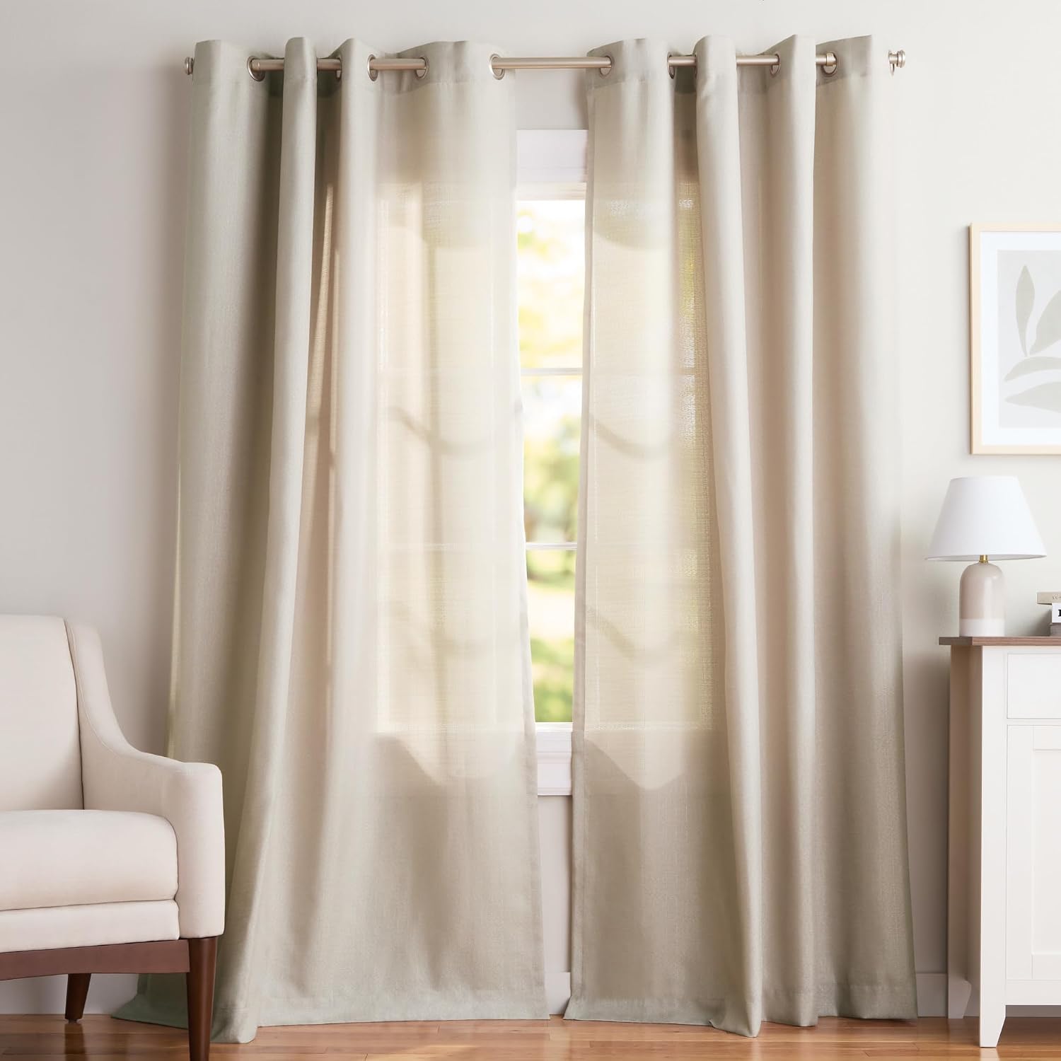 Exclusive Home Loha Linen Grommet Top Curtain Panel Pair, 54'x84', Vintage Linen (Pack of 6)