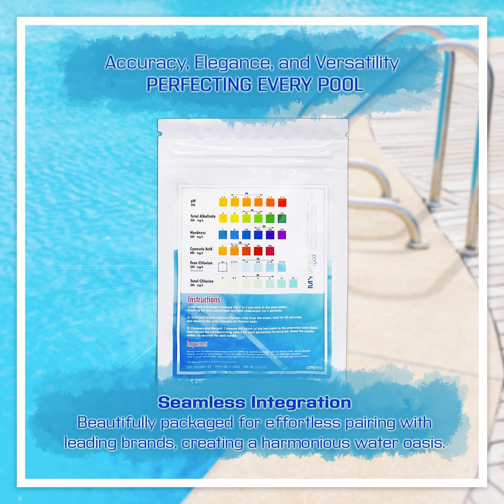 Yellow Out Swimming Pool Chlorine Shock Enhancing Treatment - 20 lbs, 24-Hour Algae Removal with My Garden Pool 20 Ct. Test Strips & Scum Sponge Flower Oil-Absorbing Sponge for Hot Tubs and Pools