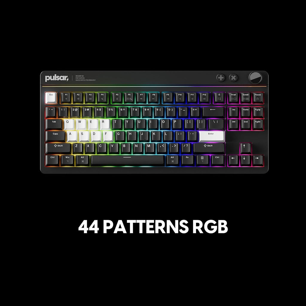 Pulsar XBOARD QS Mechanical Gaming Keyboard – QMK/VIA, Hot Swappable Linear Switch, TKL Layout Gasket Mount, Aluminum Frame, RGB LED Backlit, Knob, Dual PC Quick Switch for Mac/Windows (Black)