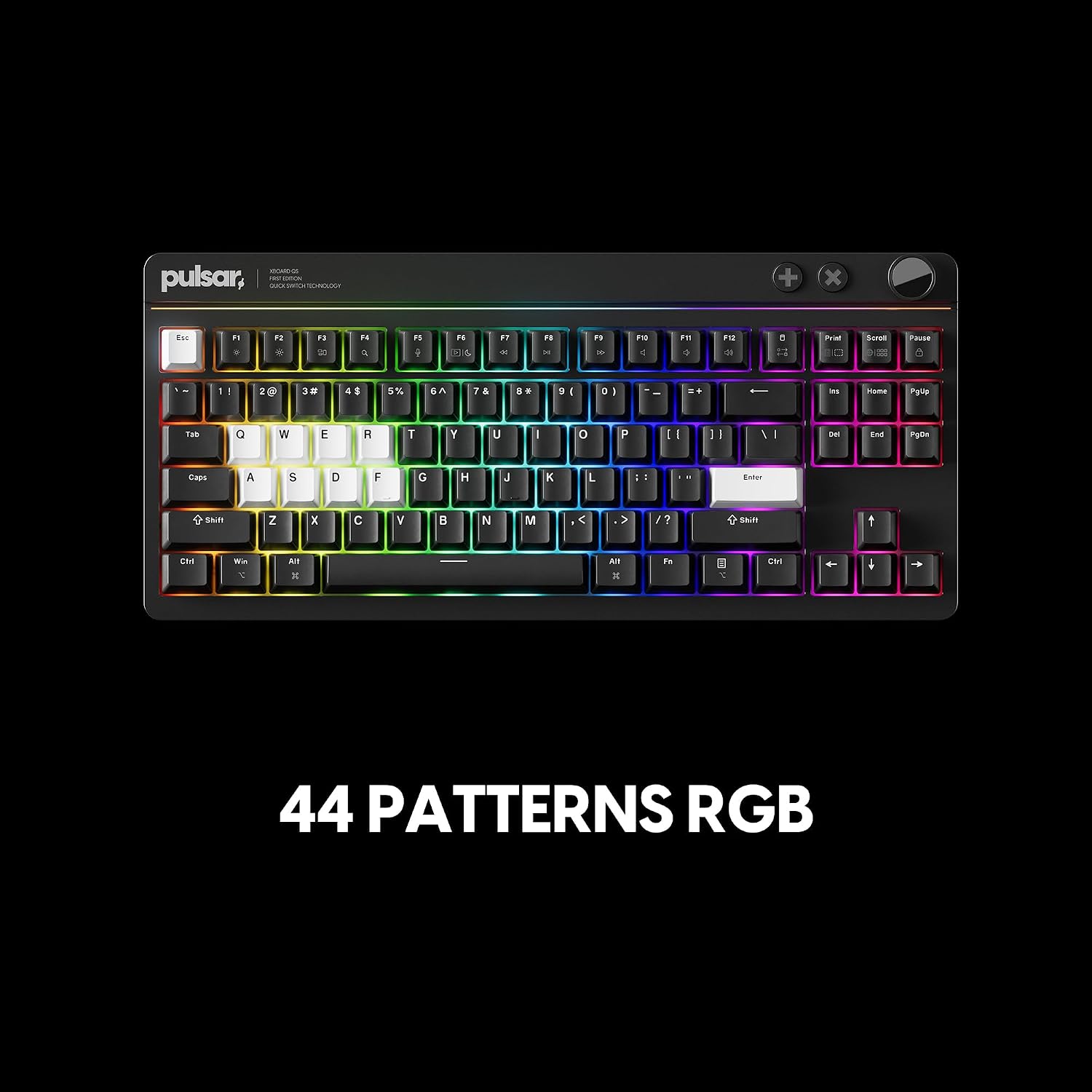 Pulsar XBOARD QS Mechanical Gaming Keyboard – QMK/VIA, Hot Swappable Linear Switch, TKL Layout Gasket Mount, Aluminum Frame, RGB LED Backlit, Knob, Dual PC Quick Switch for Mac/Windows (Black)