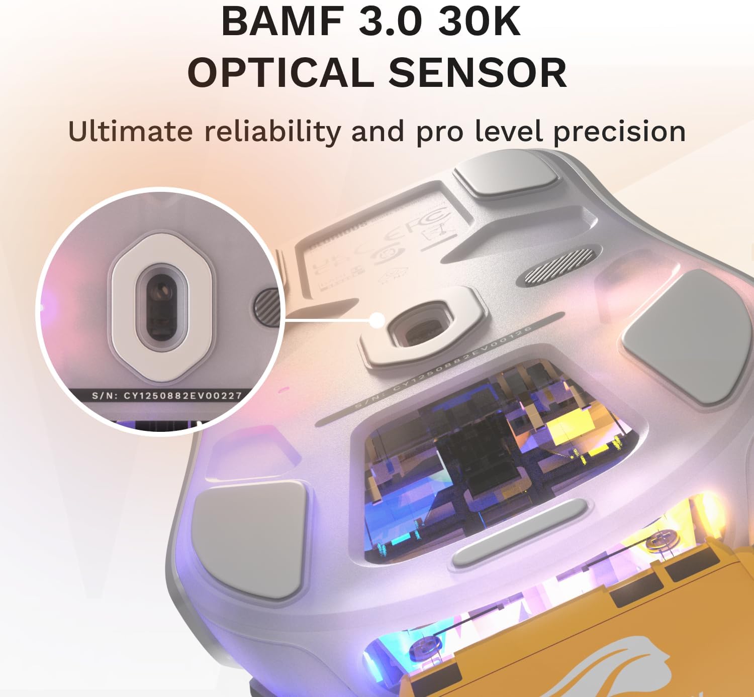 GLORIOUS Gaming Model O3 Wireless Gaming Mouse - InfinitePlay Swappable Battery, 130H Battery Life, 8k Polling, 130M Optical Switches, Ultralight 66g, 30K DPI Optical Sensor, RGB - White
