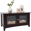 Shaker Cottage 36-Inch TV Stand – Media Console with Glass Cabinet, Adjustable Shelf, & Cord Management – Entertainment Center for Living Room or Bedroom by Alaterre Furniture (Espresso)