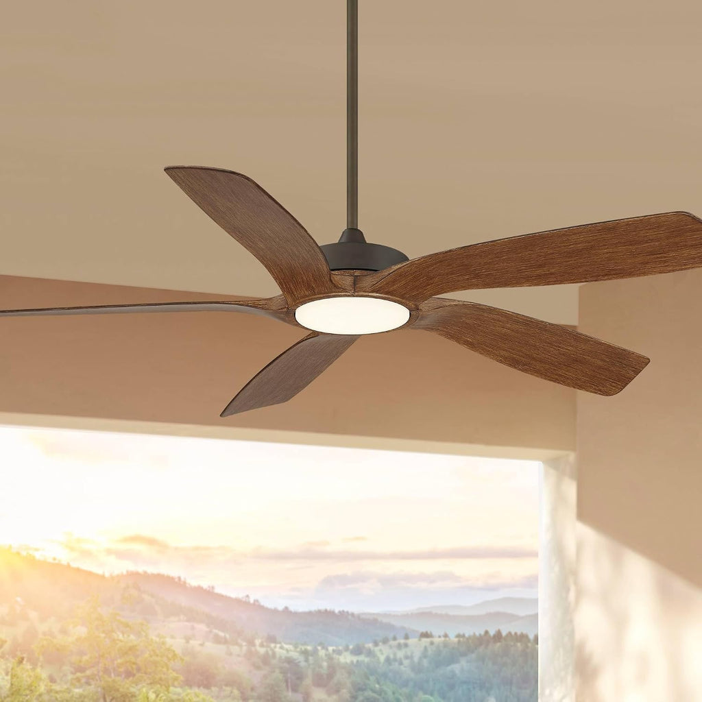 Casa Vieja 56' Mach 5 Modern Tropical Coastal Indoor Cottage Core Outdoor Ceiling Fan with LED Light Remote Control Oil-Rubbed Bronze Damp Rated Dimmable Patio Exterior House Includes 6' Downrod