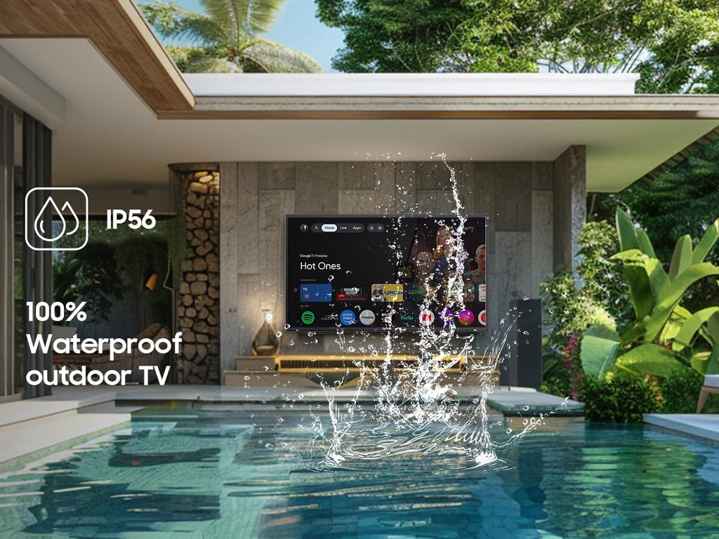 SYLVOX Outdoor TV, 75 inch Waterproof Smart Outdoor TVs, 4K, HDR 10, Weatherproof,1000nits, Voice Assistant Remote, for Partial Sun Area(Deck Pro 3.0, Latest Model)