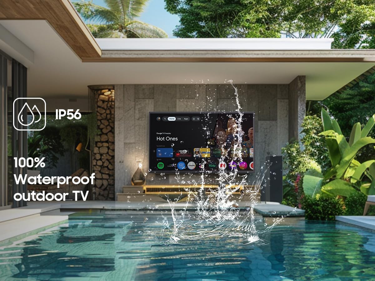 SYLVOX Outdoor TV, 75 inch Waterproof Smart Outdoor TVs, 4K, HDR 10, Weatherproof,1000nits, Voice Assistant Remote, for Partial Sun Area(Deck Pro 3.0, Latest Model)