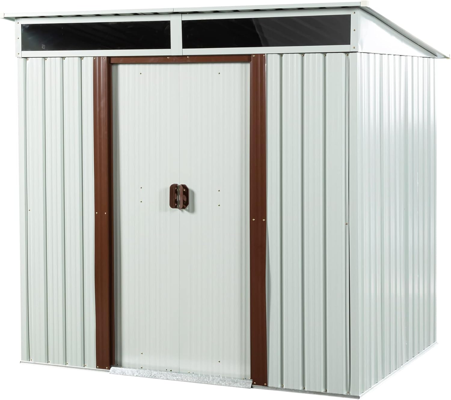YOPTO 6×5 FT Outdoor Metal Storage Shed with 4 Integrated Punched Vents,Heavy Duty Outdoor Storage House W/Padlock and Sliding Doors,Waterpoof Resistance,Tool Sheds for Backyard Garden,Patio,White