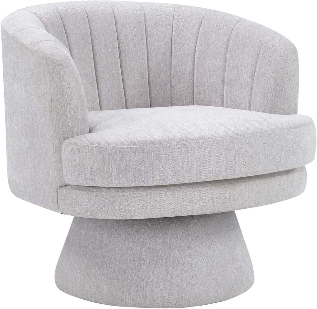 CANMOV Swivel Accent Chair with Armrest, Modern 360 Degree Swivel Barrel Chair with Curve Back and Soft Cushion,Comfy Fabric Round Armchair Single Sofa for Living Room,Bedroom,Waiting Room,Grey