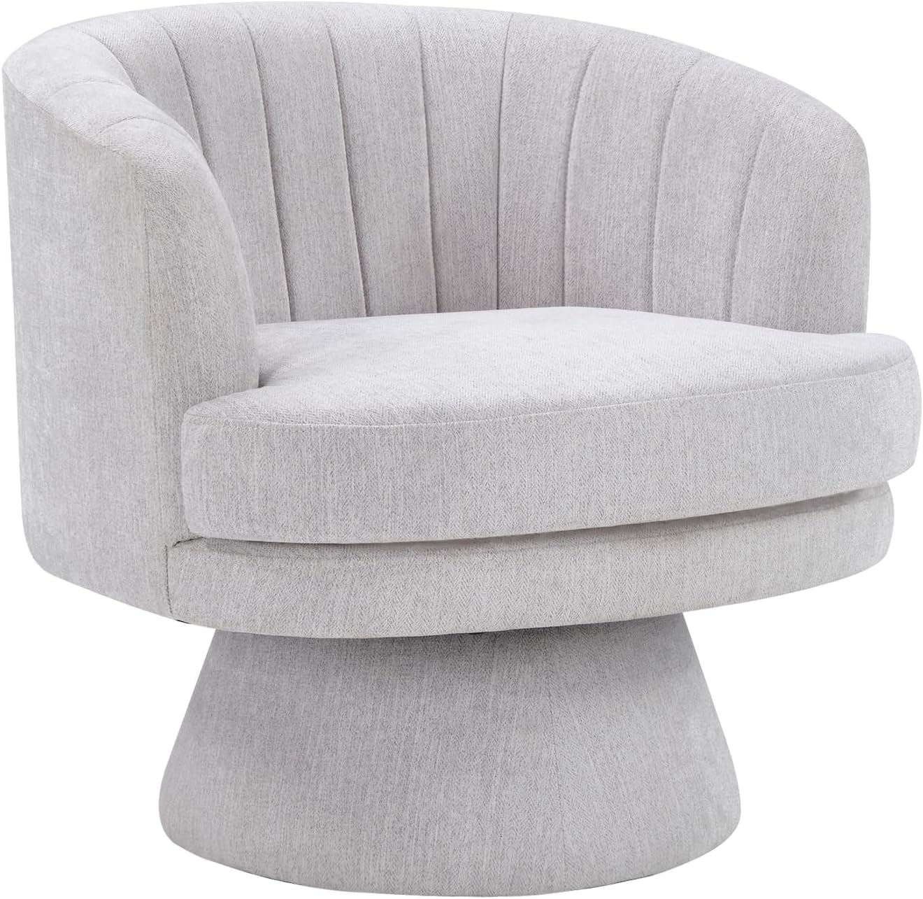 CANMOV Swivel Accent Chair with Armrest, Modern 360 Degree Swivel Barrel Chair with Curve Back and Soft Cushion,Comfy Fabric Round Armchair Single Sofa for Living Room,Bedroom,Waiting Room,Grey