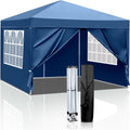 6.5x6.5 Pop Up Canopy Tent with Sidewalls, 3 Height Adjustable Beach Tent with Carrying Bag, 8 Stakes & 4 Ropes, Easy Set Up Gazebo for Events, Party, Wedding