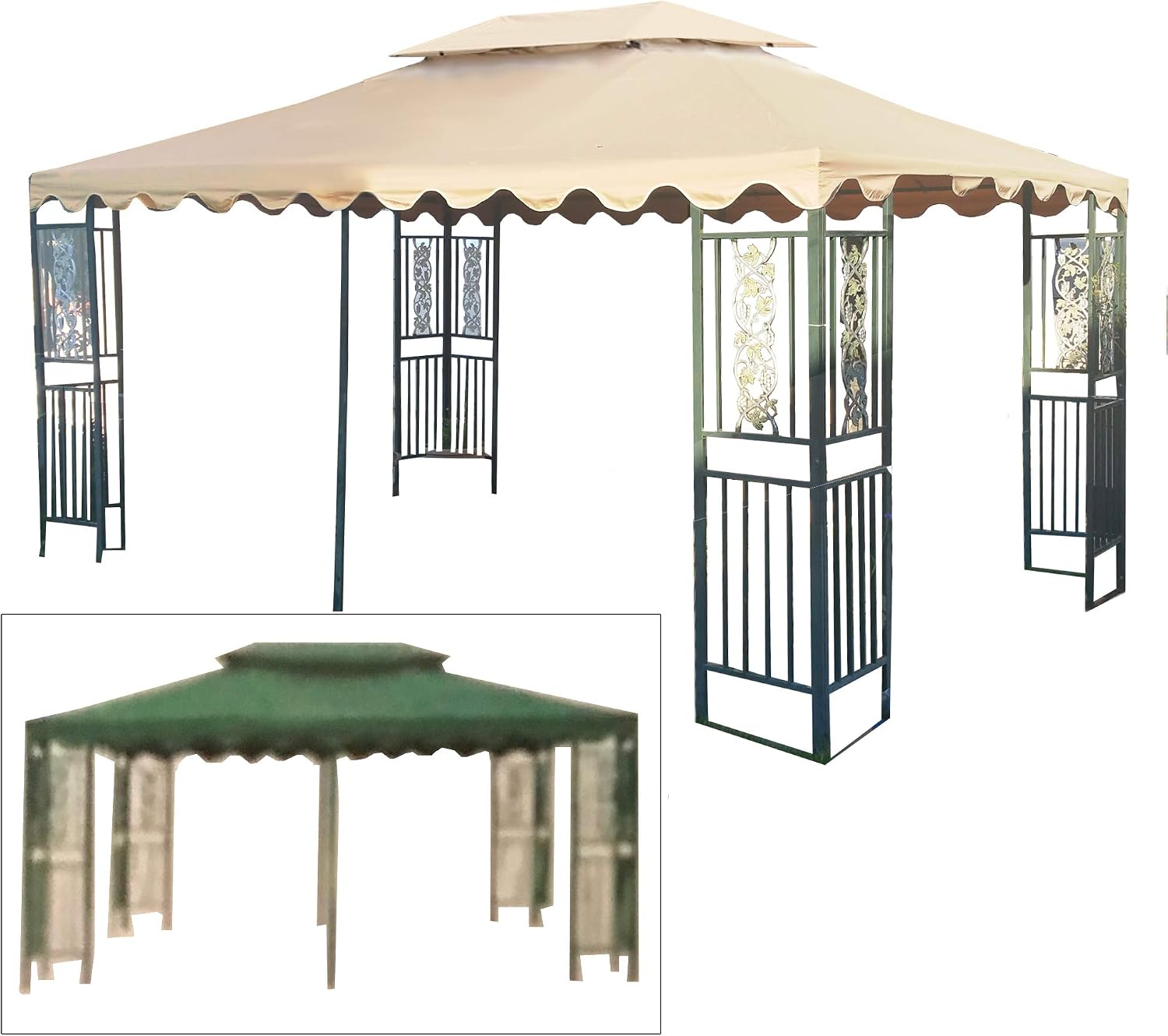 Garden Winds Replacement Canopy Top Cover for The DC America 10 x 15 Two Tiered Gazebo - RipLock 350