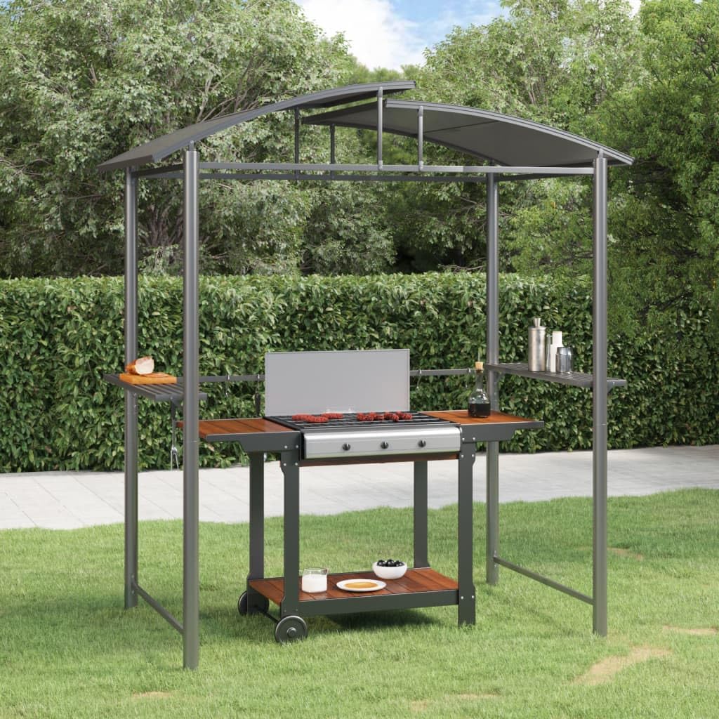 Outdoor BBQ Gazebo with Side Shelves 82.7x44.9x90.6 Inches Steel Frame Grill Shelter, Anthracite Canopy with Hanging Bars for Patio Garden Backyard Picnic Party