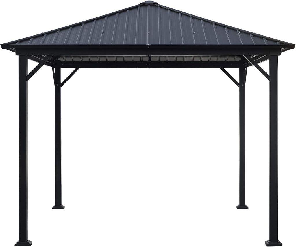 GDF Studio 10' x 10' Outdoor Modern Aluminum Hardtop Gazebo, Black