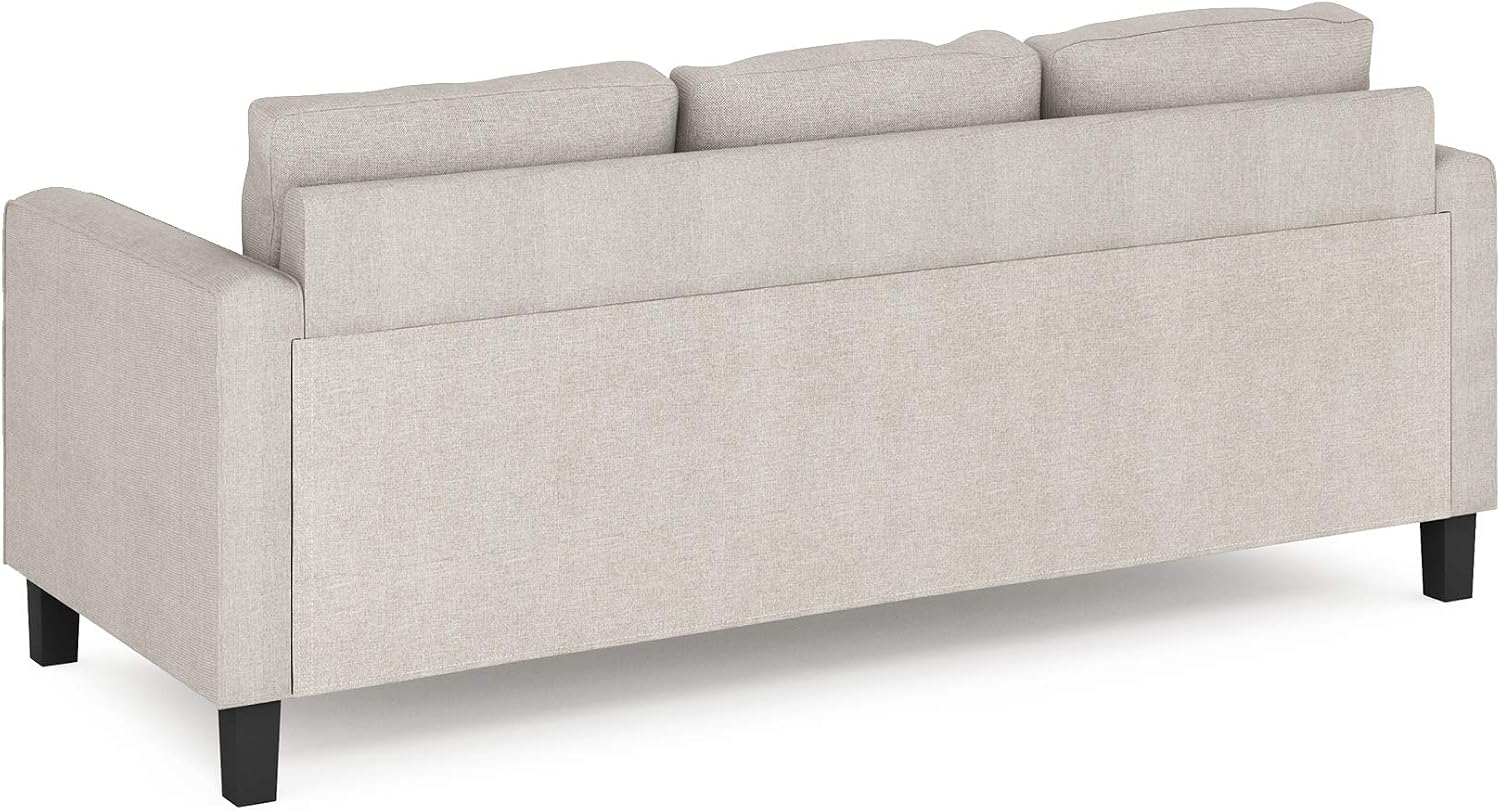 Furinno Bayonne Modern Upholstered 3-Seater Sofa Couch for Living Room, Fog