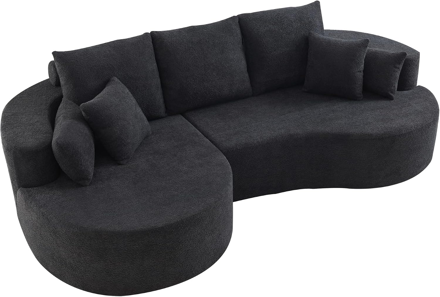 Christopher Knight Home Carden 106' Curved Modular Sectional Sofa, Fabric Upholstered Comfy Sofa Couch with Chaise Lounge, Modern Cloud Couch with Deep Seat, No Assembly Required, Black