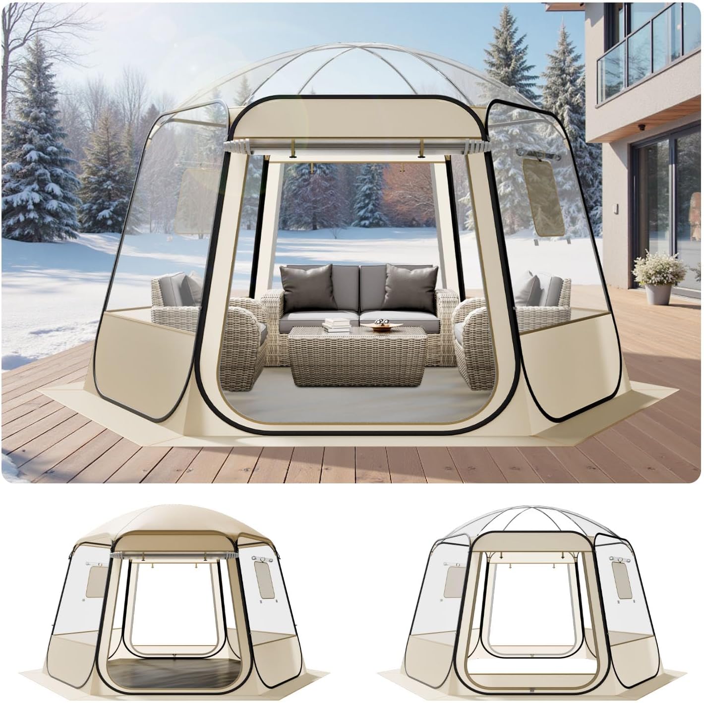 VEVOR Pop up Sports Tent, 8 Sizes Optional Clear Bubble Tent for 1-6 Person, Waterproof Outdoor Pod with Floor Mat & Top Cover, Garden Igloo Dome Tents Camping Shelter for Sports Watching