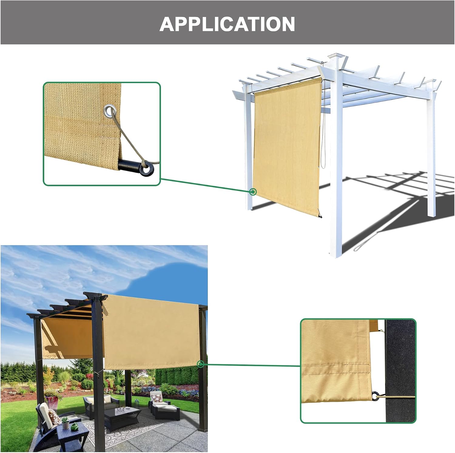 Alion Home Heavy Duty Weighted Metal Rods with Eye Loops for Pergola Covers, Patio Canopy Covers, Sun Shade Panels, Curtains, Drapes - Various Lengths (12 FT)