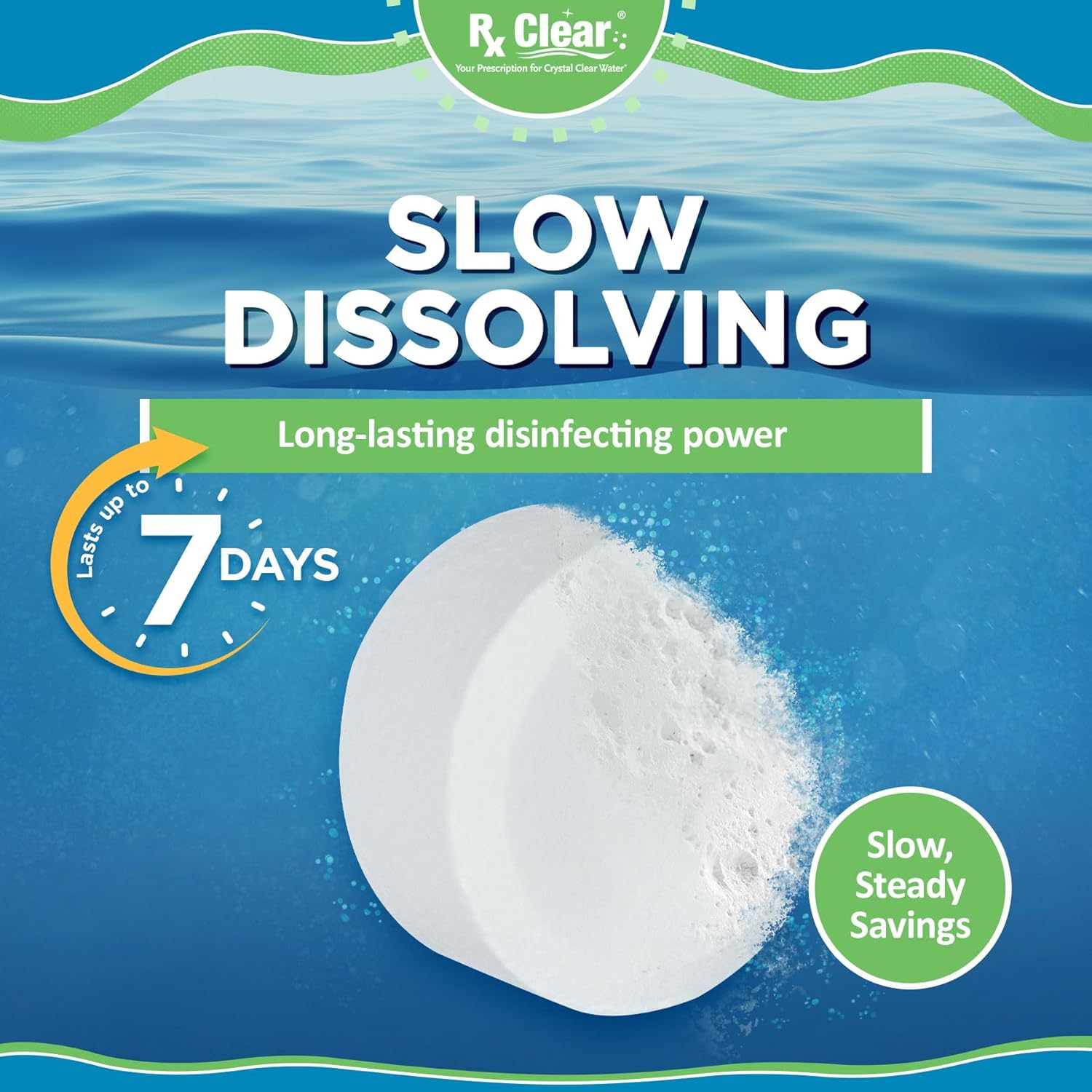 Rx Clear 1' Inch Chlorine Tabs | 1200 Pounds | Use Tablets as Bactericide, Algaecide, & Disinfectant in Swimming Pools | Stabilized, Long Lasting, Slow Dissolving, & UV Protected (24 x 50 LB Buckets)