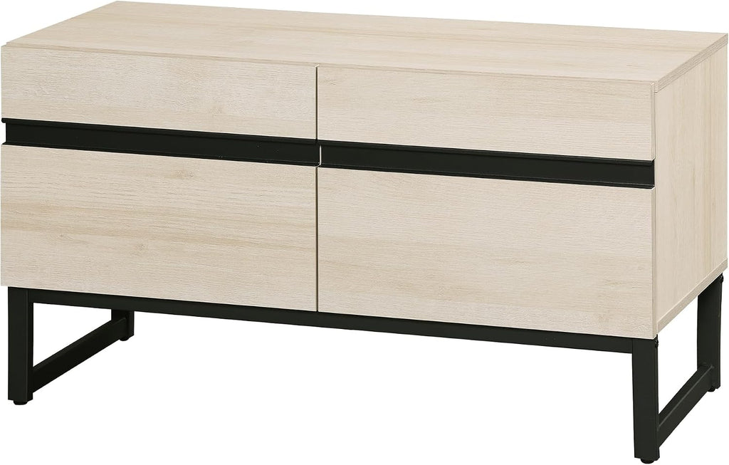 WAMPAT Modern TV Stand for 26-40 Inch TVs, Wood Entertainment Center with Metal Base Storage Cabinets, Media TV Console for Living Room, Light Oak, 1Pcs