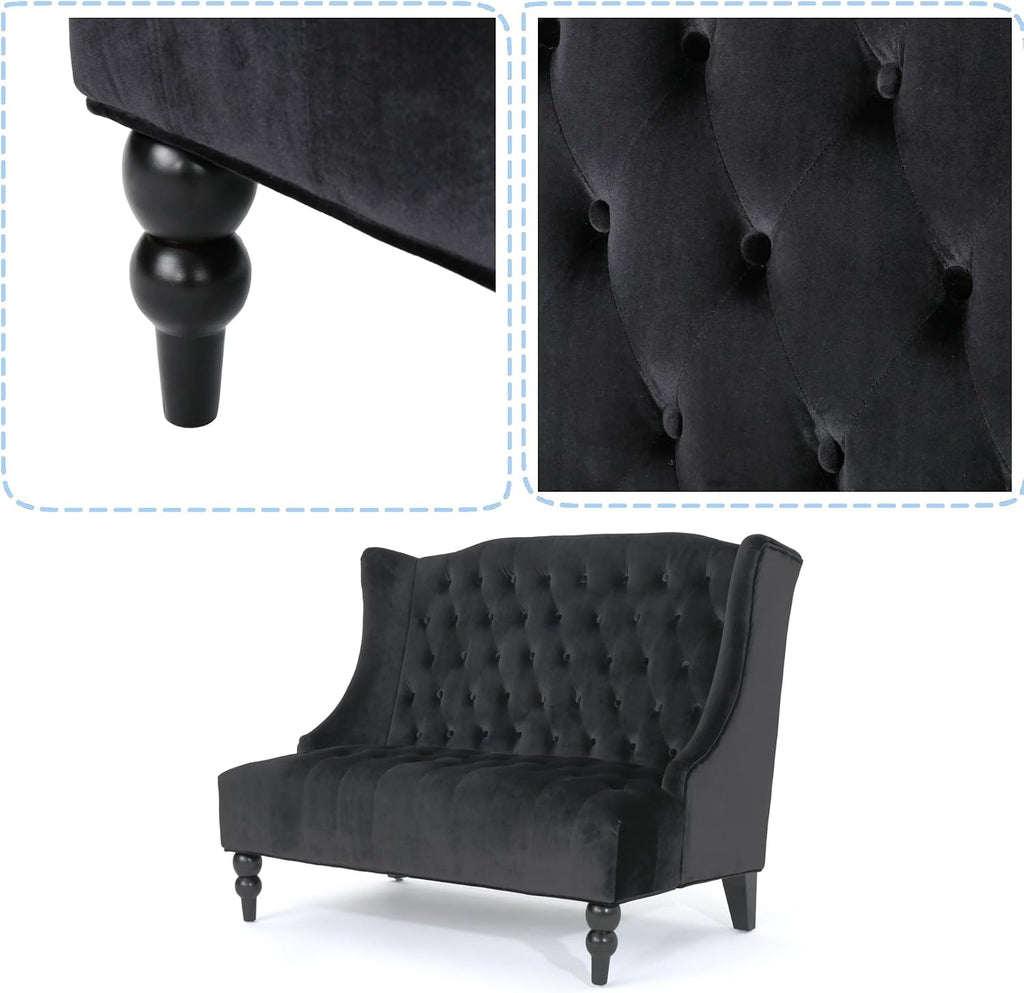 Merax Loveseat Sofa, Classic 2 Seater Couch for Living Room Bedroom Office, Black