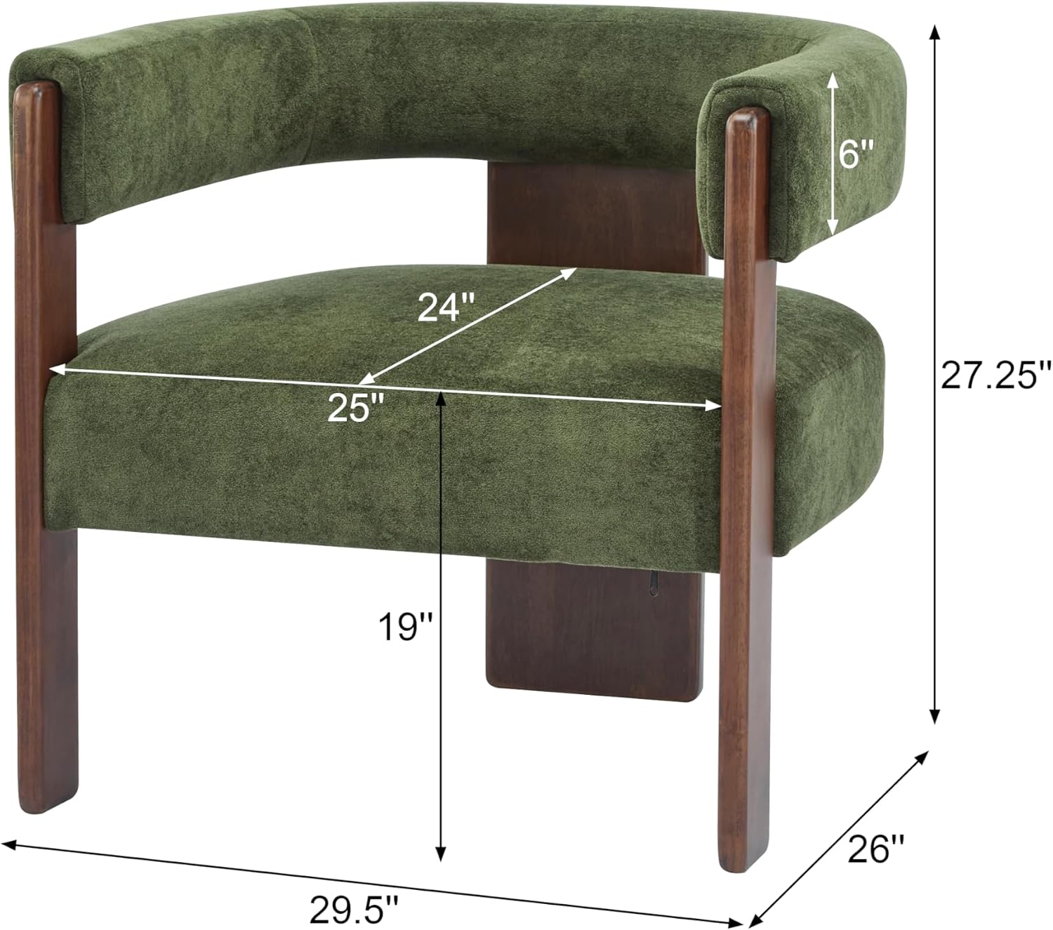 Christopher Knight Home Nettie Modern Accent Chair for Living Room, Velvet Fabric Single Lounge Sofa Chair with Wooden Frame, Comfy Reading Chair for Bedroom, Lounge Armchair with Cushion, Olive Green