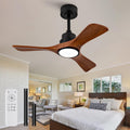 ZVL 36 Inch Ceiling Fans with Lights and Remote Control,3 Walnut Wood Blades,6 Speed Reversible DC Motor,Dimmable,Timer,Memory Function, Indoor Outdoor Ceiling Fan for Bedroom Living Room Patios