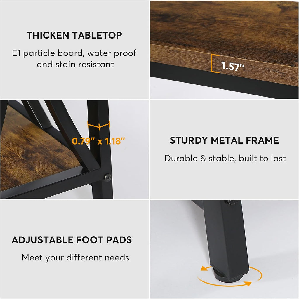 Tribesigns 70.9 inch Extra Long Console Table, Industrial Sofa Table Behind Couch with 2 Tier Storage Shelf, Narrow Entryway Hallway Accent Table for Living Room, Rustic Brown