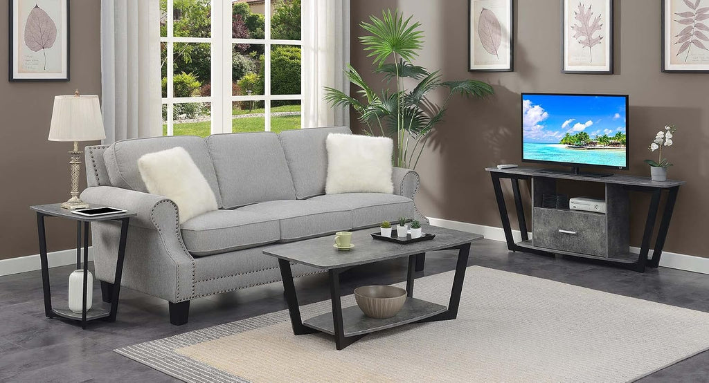 Convenience Concepts Graystone TV Stand 59.25' - Modern Entertainment Center for TVs up to 65', Industrial Media Console with Storage Drawer & Shelves for Living & Family Room, Cement/Black