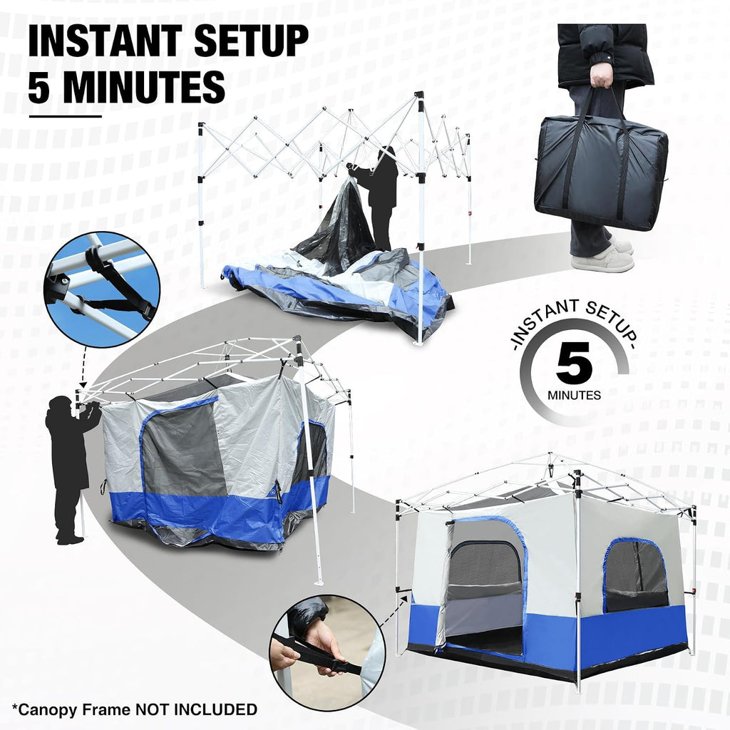 REDCAMP Canopy Camping Tent for Pop Up Canopy Tent, Inner Tent Converts Straight Leg 10'x10' or 10'x20' Canopy into Camping Tent, Fits 4-6 Person(Frame/Shelter NOT Included)