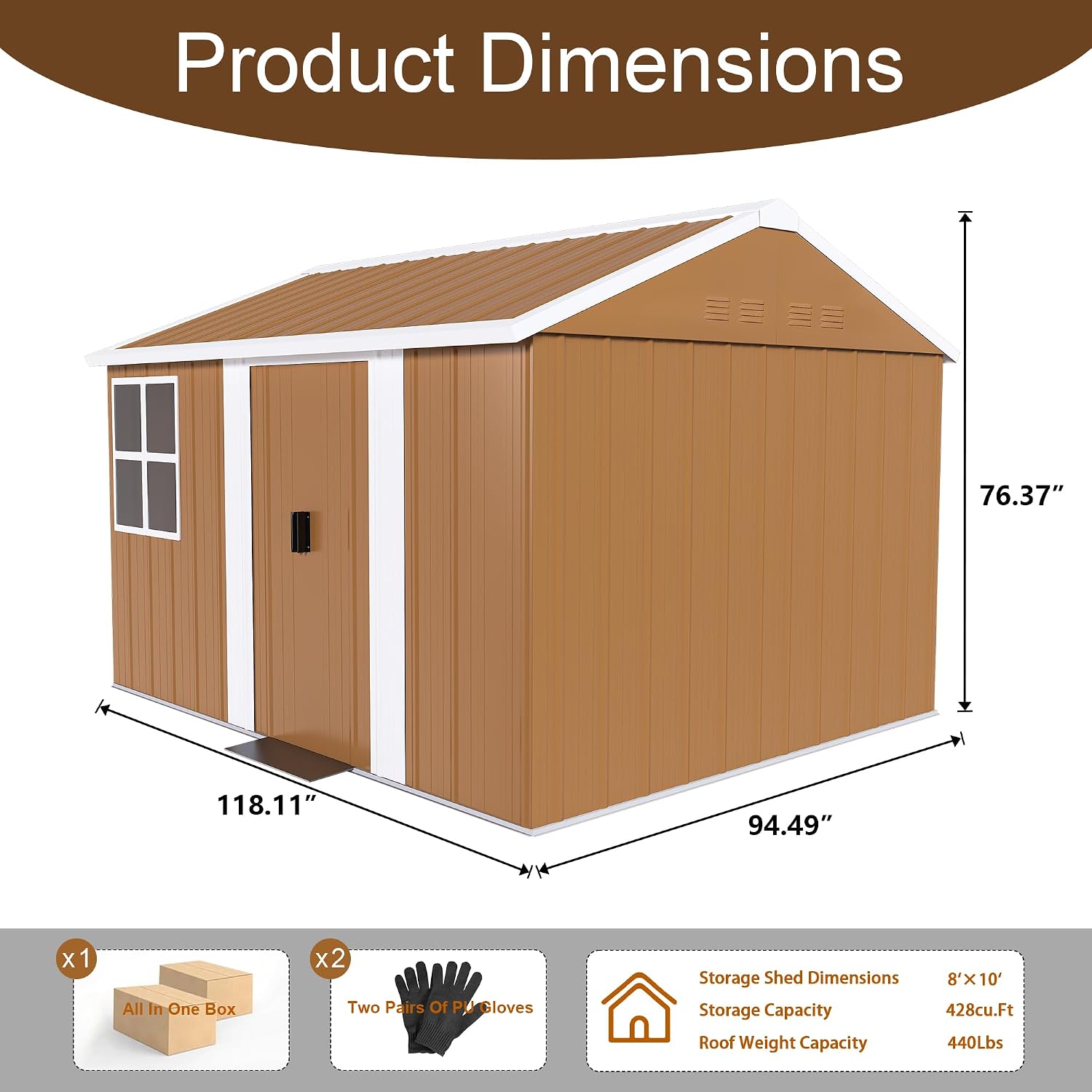 Leavader 8x10 FT Metal Storage Shed, Heavy-Duty Outdoor Matel Tool Shed with Windows, Lockable Door&Ventilation - Weatherproof Outdoor Garden Shed for Backyard, Lawn, Tool Organization