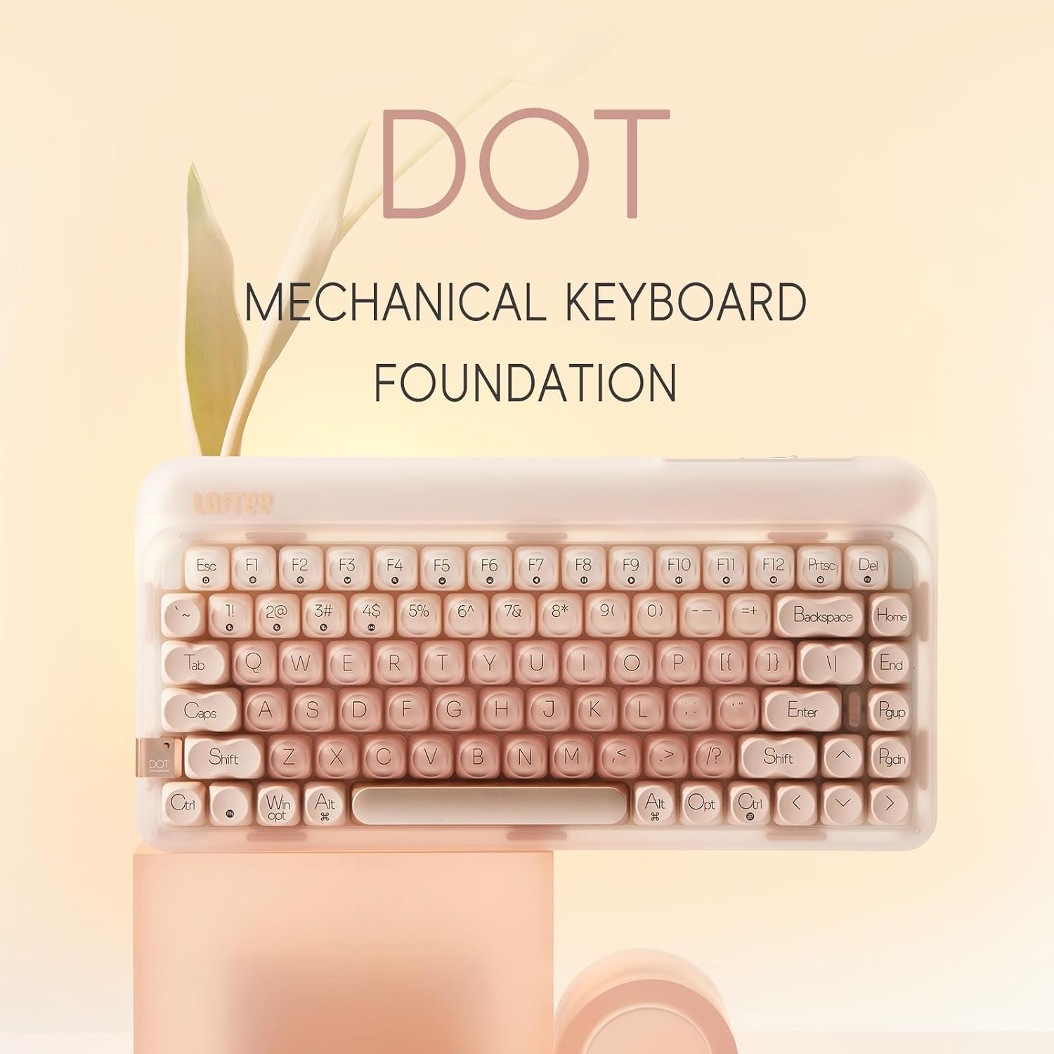 LOFREE DOT Foundation Mechanical Keyboard, 75% Rechargeable Hot-swappable Keyboards with 3 Types Connection for Windows, Mac OS/Pink GATERON Baby Racoon Switches