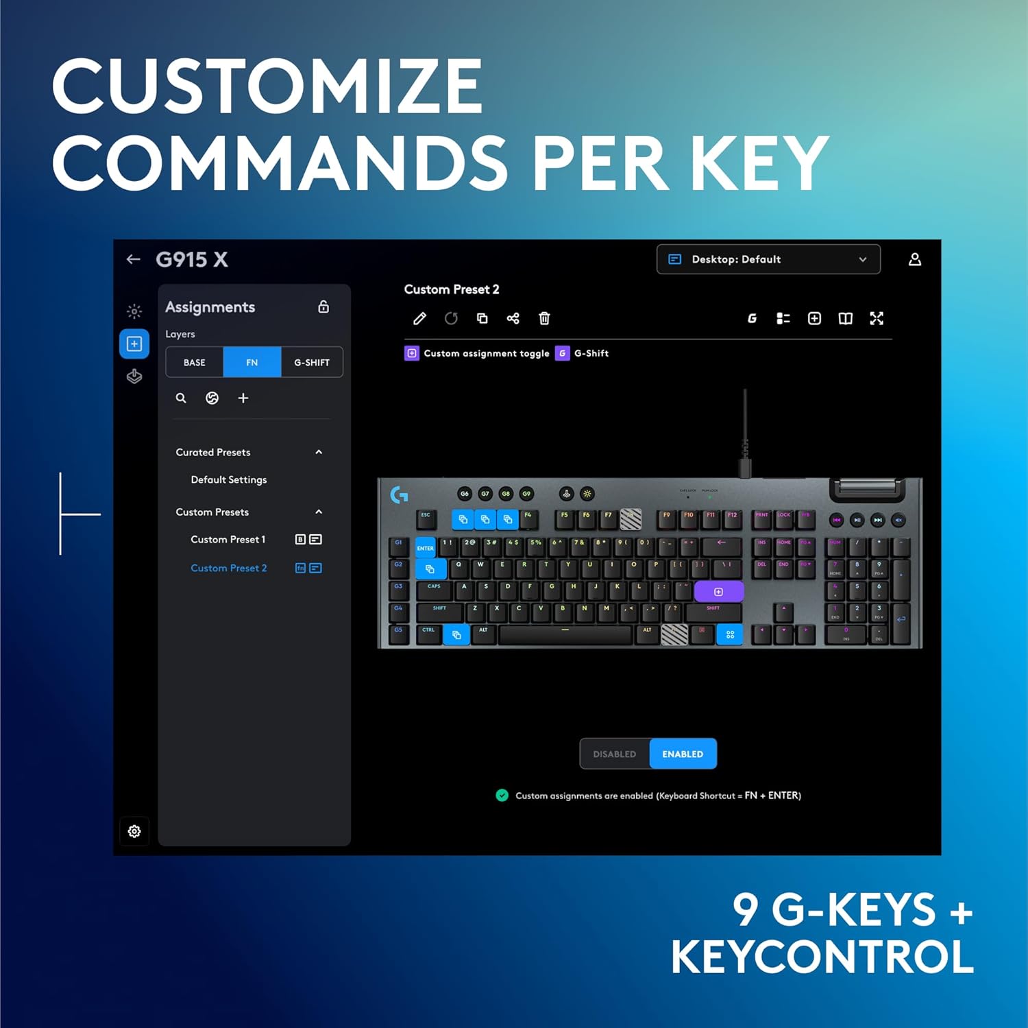 Logitech G915 X Wired Mechanical Gaming Keyboard, Double-Shot PBT Keycaps, Fully Programmable Keys, RGB Backlit Mac/PC Gaming Keyboards, Aluminum Finish, GL Tactile Switches, Black (Renewed)