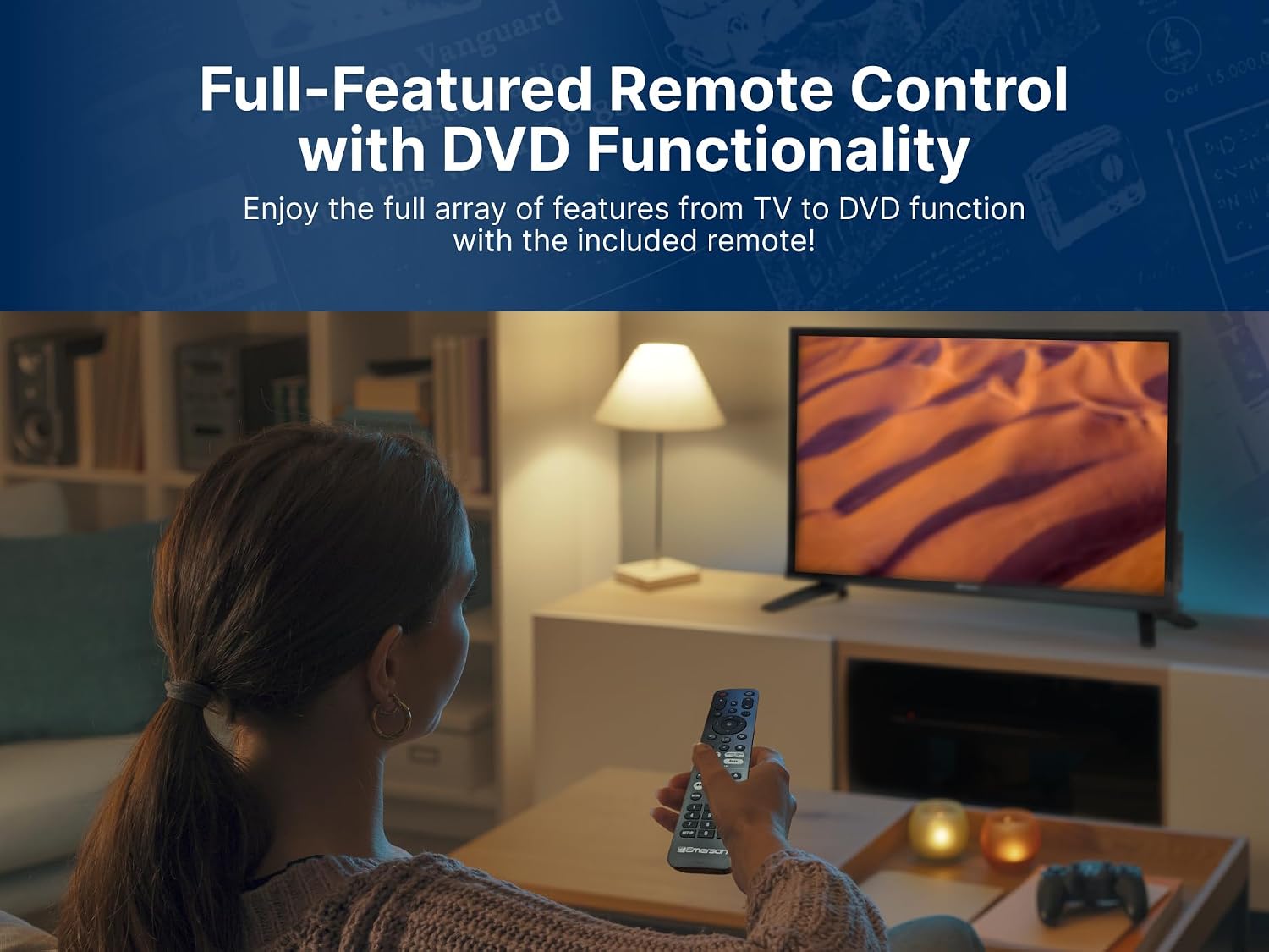 Emerson ESTD-2400 24' Class HD Smart TV with Built-in DVD Player | 720p LED Display, Wi-Fi Streaming, HDMI, USB & RCA Inputs | Space-Saving Design, Wall Mountable, Includes Remote Control