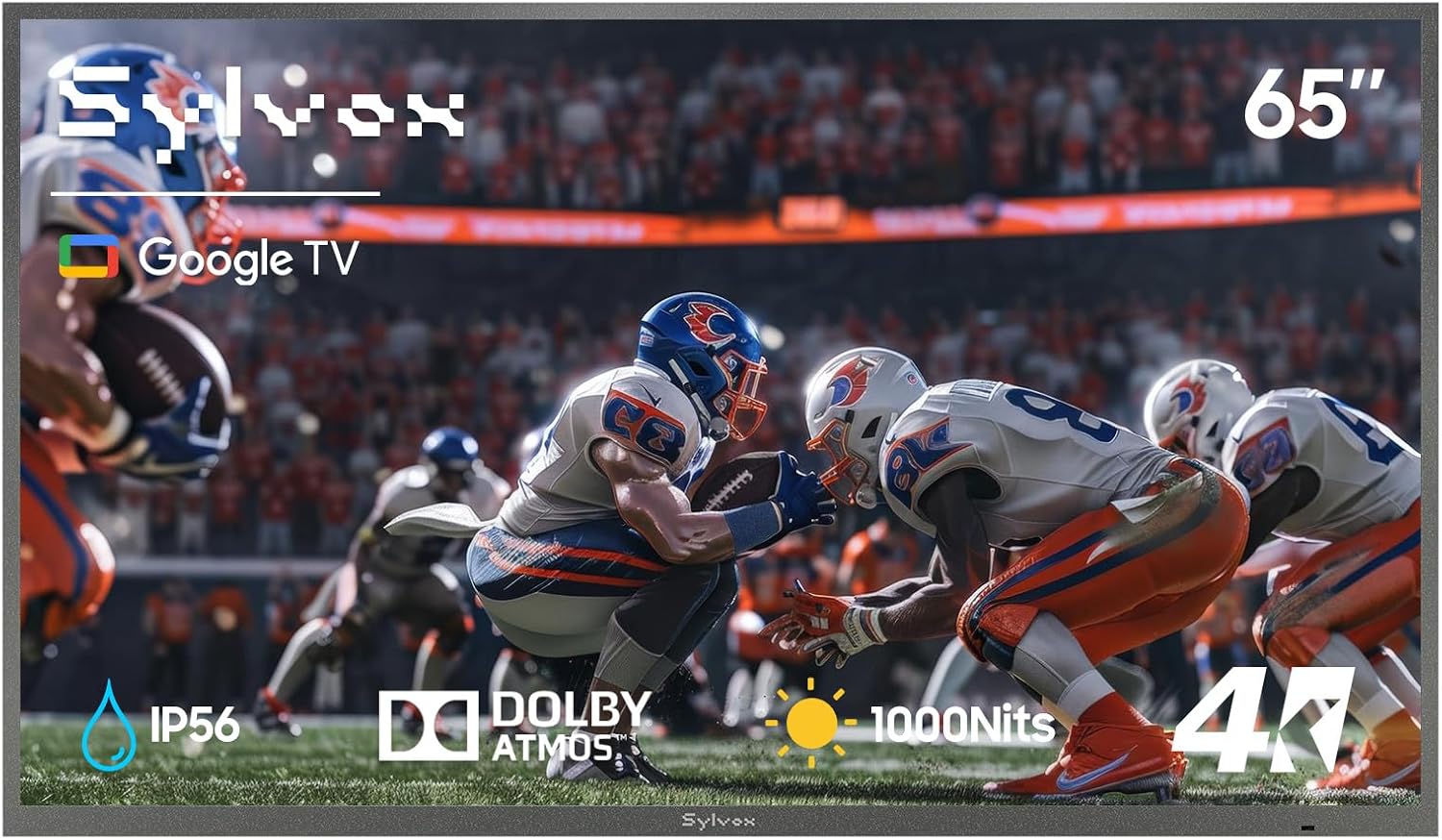 SYLVOX Outdoor TV, 65 inch Waterproof Smart Outdoor TVs, 4K, HDR 10, Weatherproof,1000nits, Voice Assistant Remote, for Partial Sun Area(Deck Pro 3.0, Latest Model)