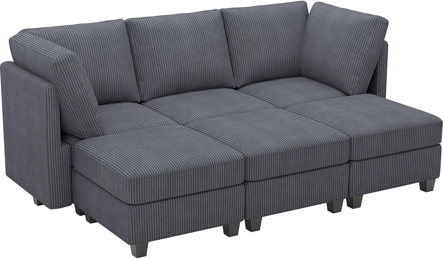 Belffin Modular Sectional Sleeper Sofa with Storage Seat 6 Seat Sectional Sleeper Sofa Bed Corduroy Sectional Couch with Reversible Chaise Dark Grey Modular Couch for Living Room