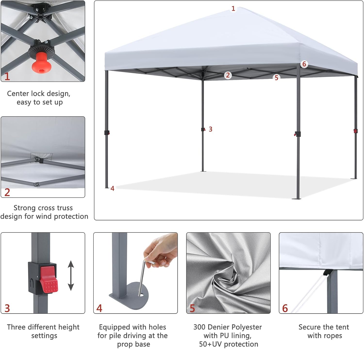ABCCANOPY Durable Easy Pop up Canopy Tent 10x10, White