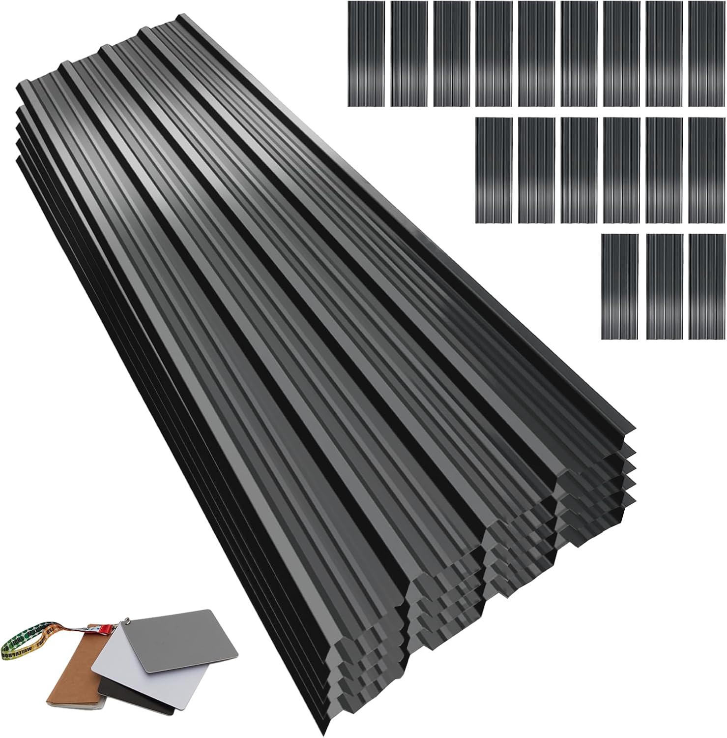 Metal Roofing Panels, L45.2×W17.72 Inch Corrugated Galvanized Steel Metal Roof Panels with Screws, Waterproof Pergola Roof Panels for Gazebo, Shed, Patio, Garage, Outdoor Storage,18 Pcs Gray