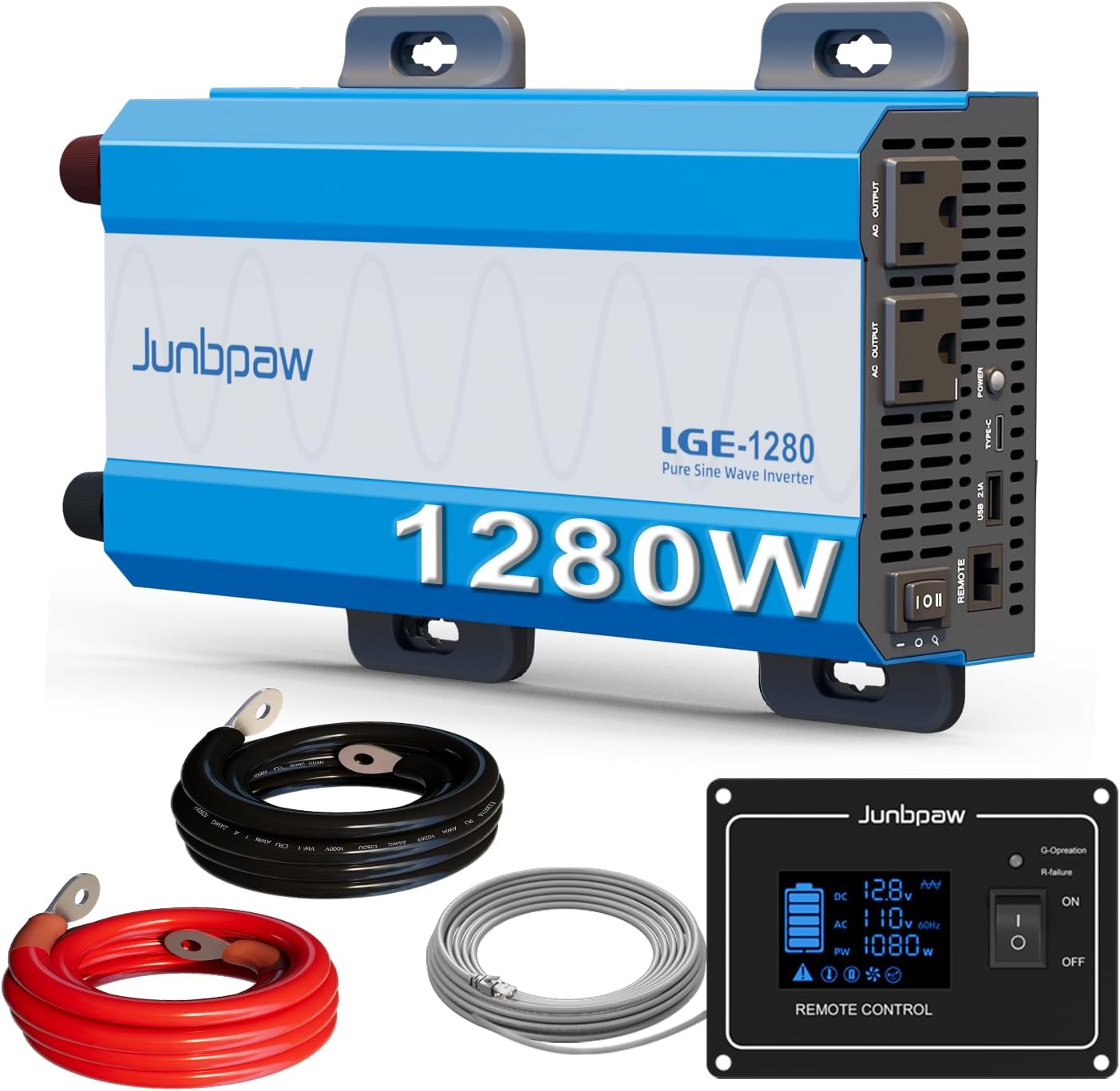 1280W Pure Sine Wave Power Inverter - 3600W Surge, Game-Changing Design | 12V to 120V AC Converter for Home, RV, Camping, Off-Grid & Outdoor Adventures