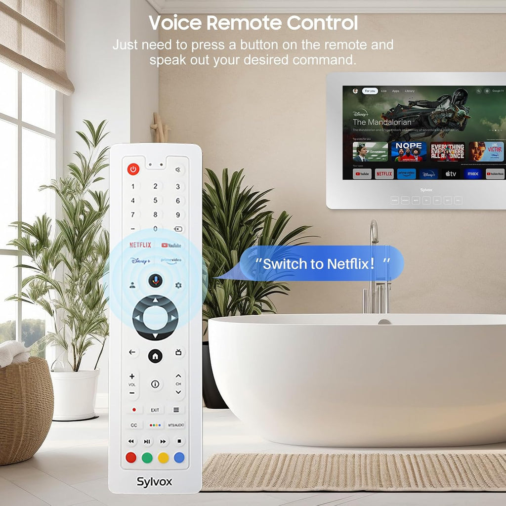 SYLVOX Bathroom TV, 32 inch Smart Mirror TV for Bathroom Shower SPA, Support Google, 1080P IP66 Waterproof Touch Button WiFi Bluetooth Google Assistant, Smart TVs for Indoor Humid Environment
