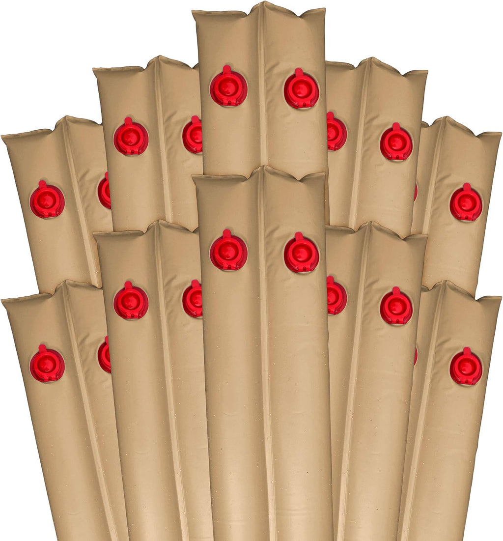 Pool Mate 10 ft. 10-Pack Deluxe Tan Double Chamber Pool Water Bags, .42 MM Thick Vinyl, Cover Weights, Water Tubes