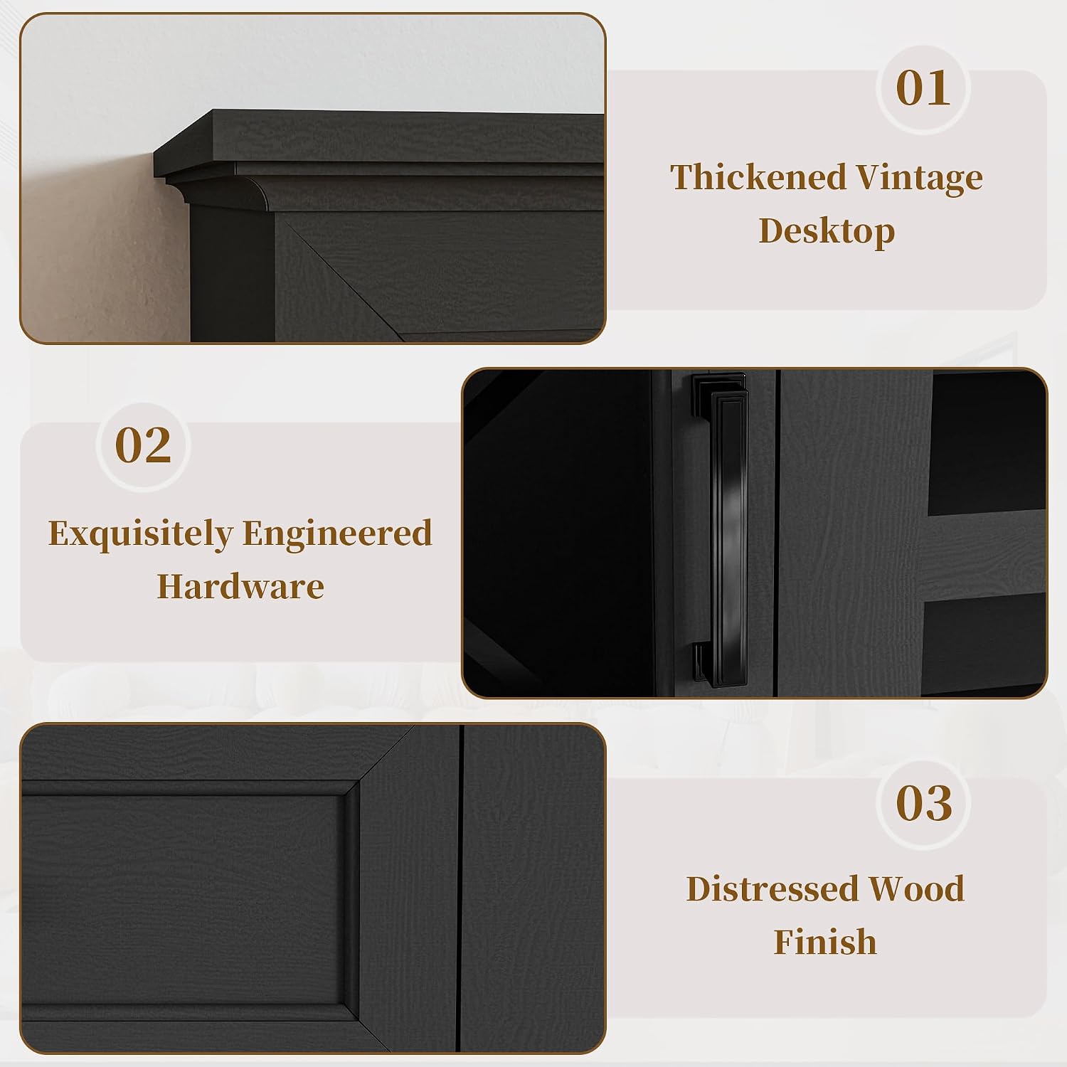 70 Inch Farmhouse TV Stand Table for 75 80 inch TV, Modern Entertainment Center with LED Lights and 2 Drawers, Wooden TV Stands for Living Room (Black)